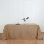 Faux Linen 90"x132" Rectangular Tablecloth Natural - Slubby Texture Wrinkle-Resistant Seamless Table Cover