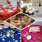 Satin 120" Round Tablecloth Royal Blue - Grandiose 3D Rosette with Seamless Finish Table Cover