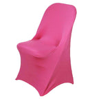 Stretch Spandex Chair Cover Fuchsia for Folding Chairs - Reusable & Wrinkle-Resistant 160GSM Fitted Slipcover