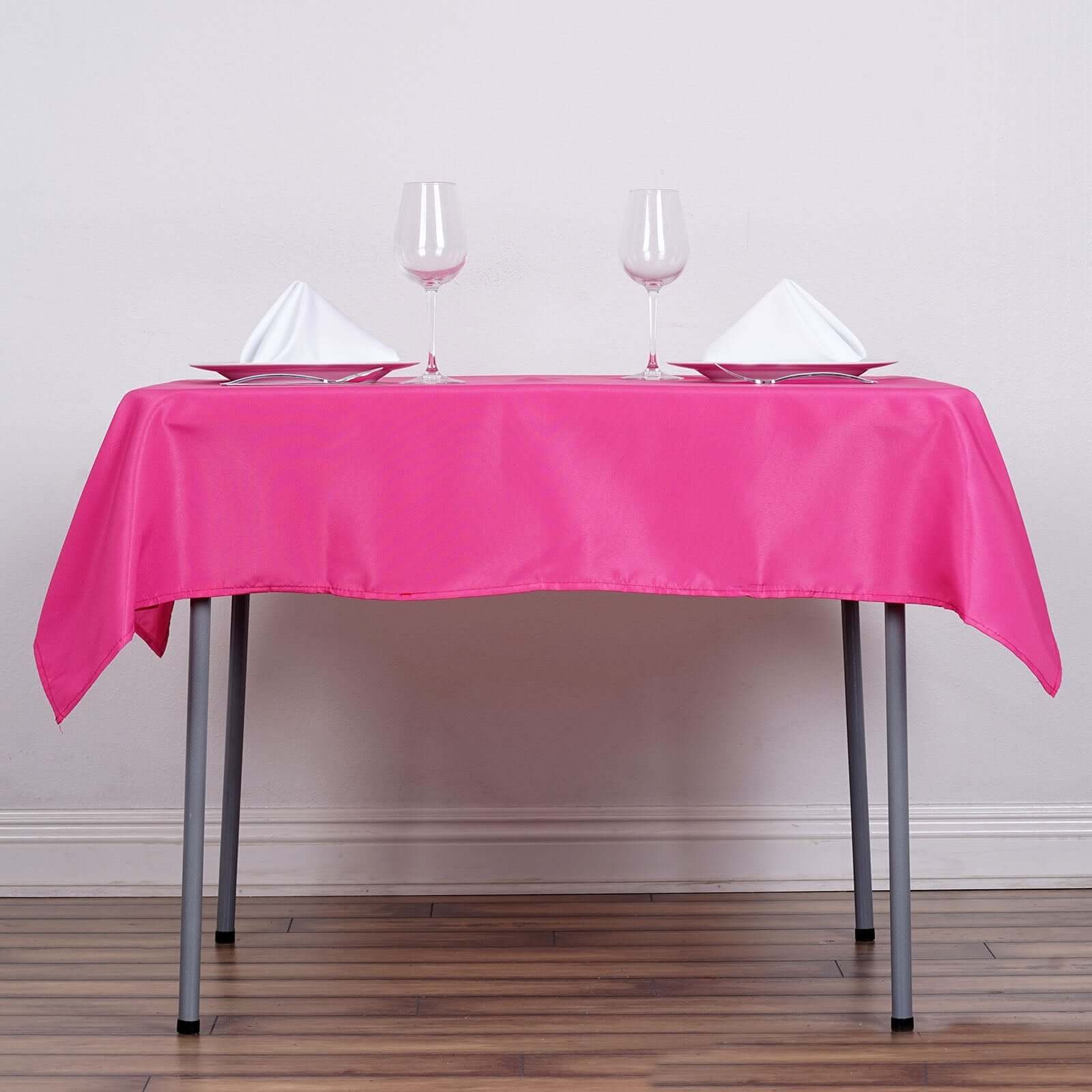 Polyester Square 54"x54" Tablecloth Fuchsia - Wrinkle-Resistant & Durable Table Cover
