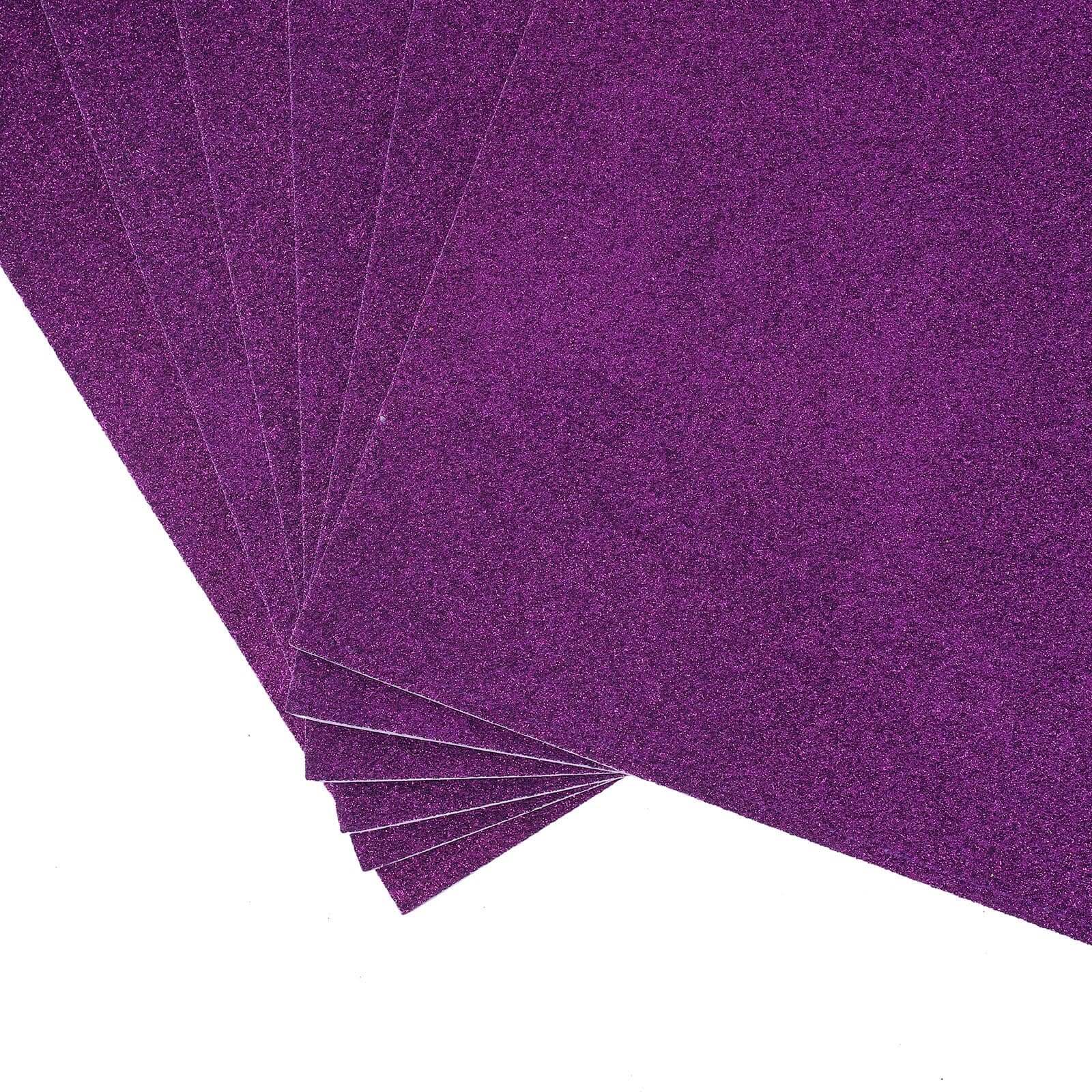 10 Pack Purple Self-Adhesive Glitter DIY Craft Foam Sheets - 12"x10"