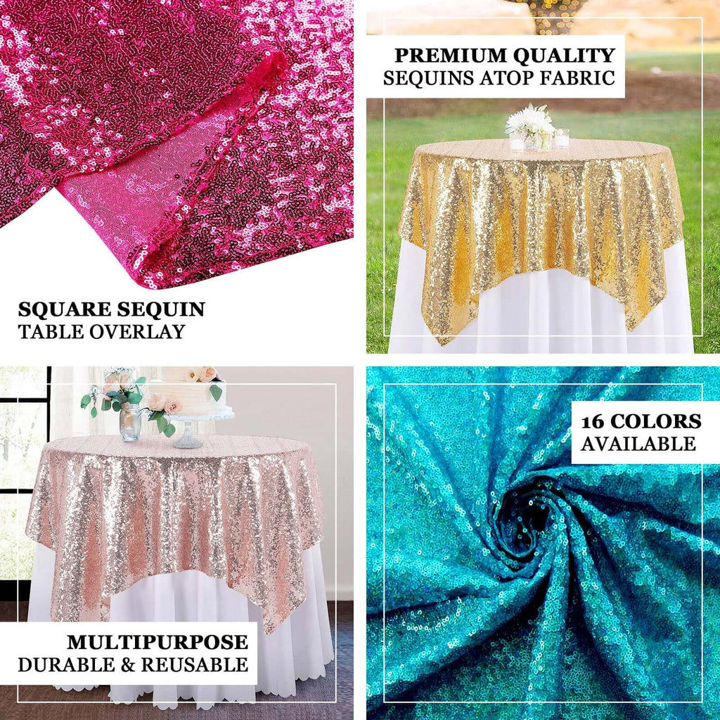 Sequin 72"x72" Table Overlay Square Tablecloth Purple - Sparkly Table Cover