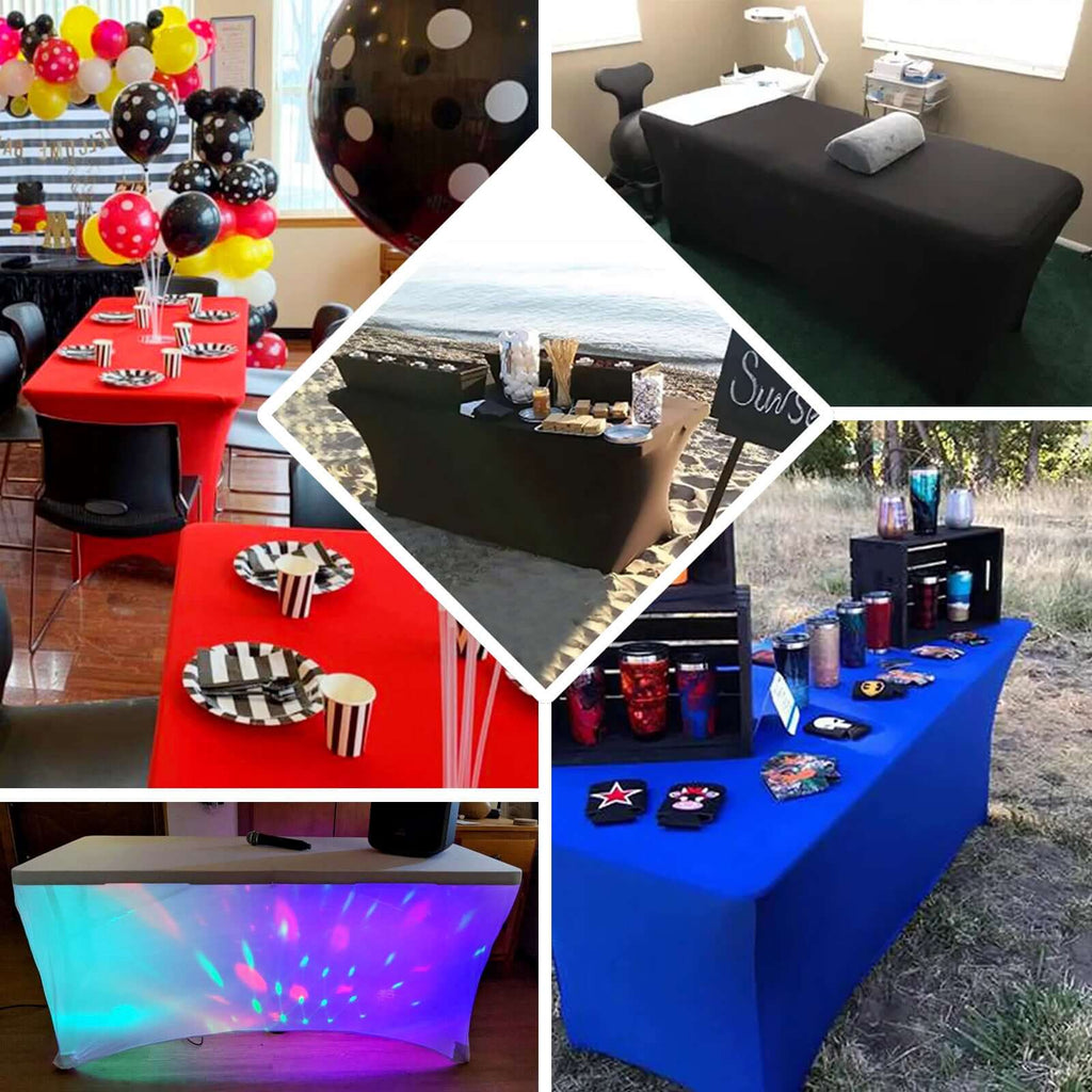 Stretch Spandex 6ft Rectangle Tablecloth Red - Durable Form-Fitting Table Cover