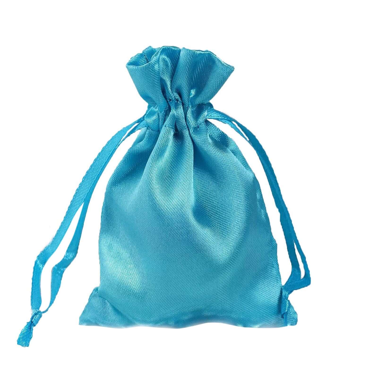 12 Pack 3"x4" Turquoise Satin Drawstring Wedding Party Favor Gift Bags