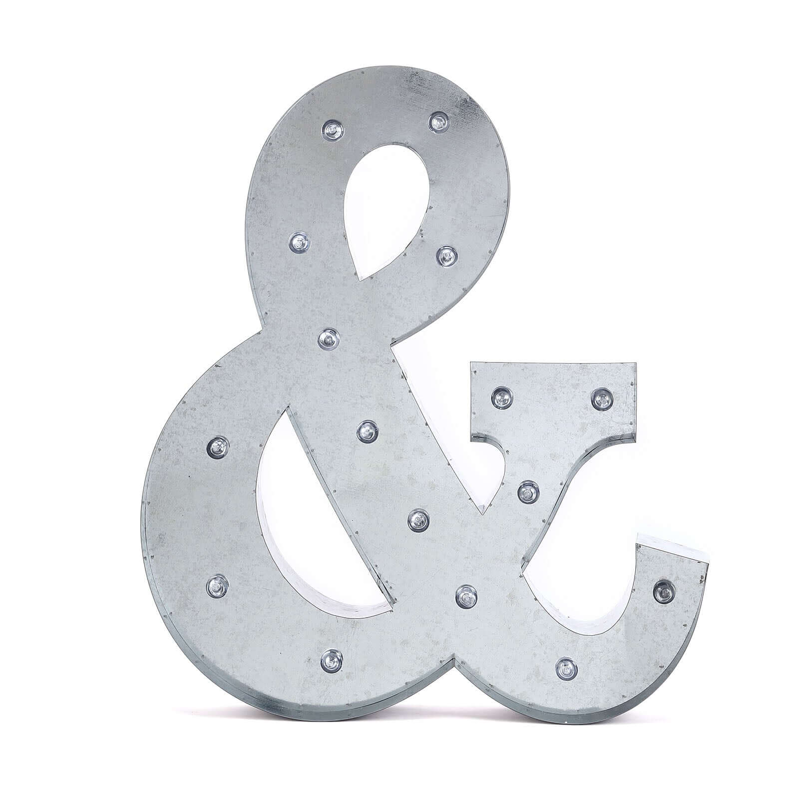 20" Vintage Galvanized Metal Marquee Symbol Light Cordless With 16 Warm White LED - @