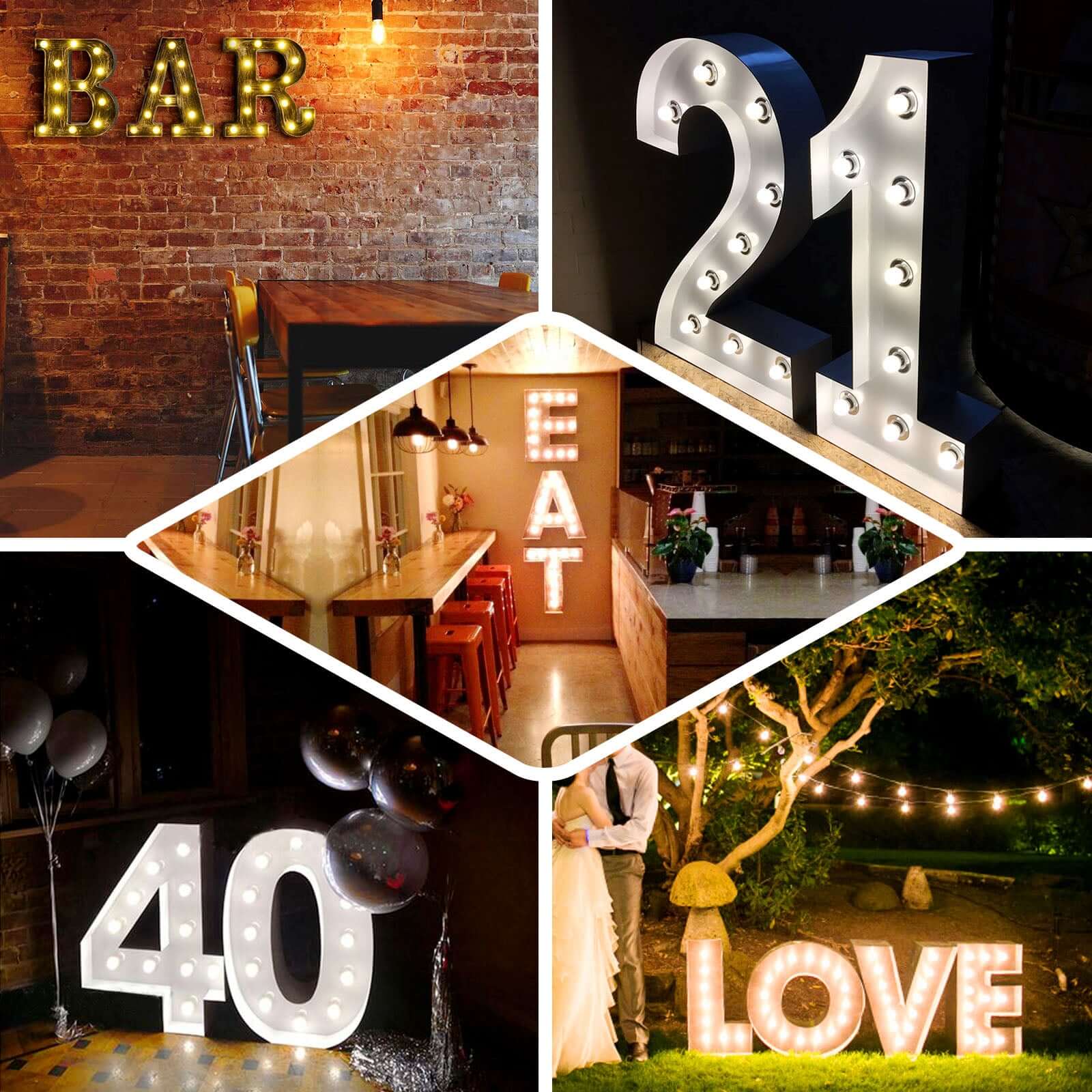 20" Vintage Galvanized Metal Marquee Letter Light Cordless With 16 Warm White LED - Y