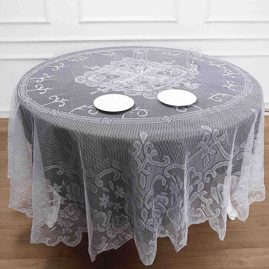 Lace 90" Round Tablecloth White - Premium Design for Versatile Table Decor