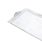 2-Pack Acrylic Rectangle Serving Trays 14"x10" in White Wash with Embossed Handles, Antique Decorative Dinner Party Food Platters