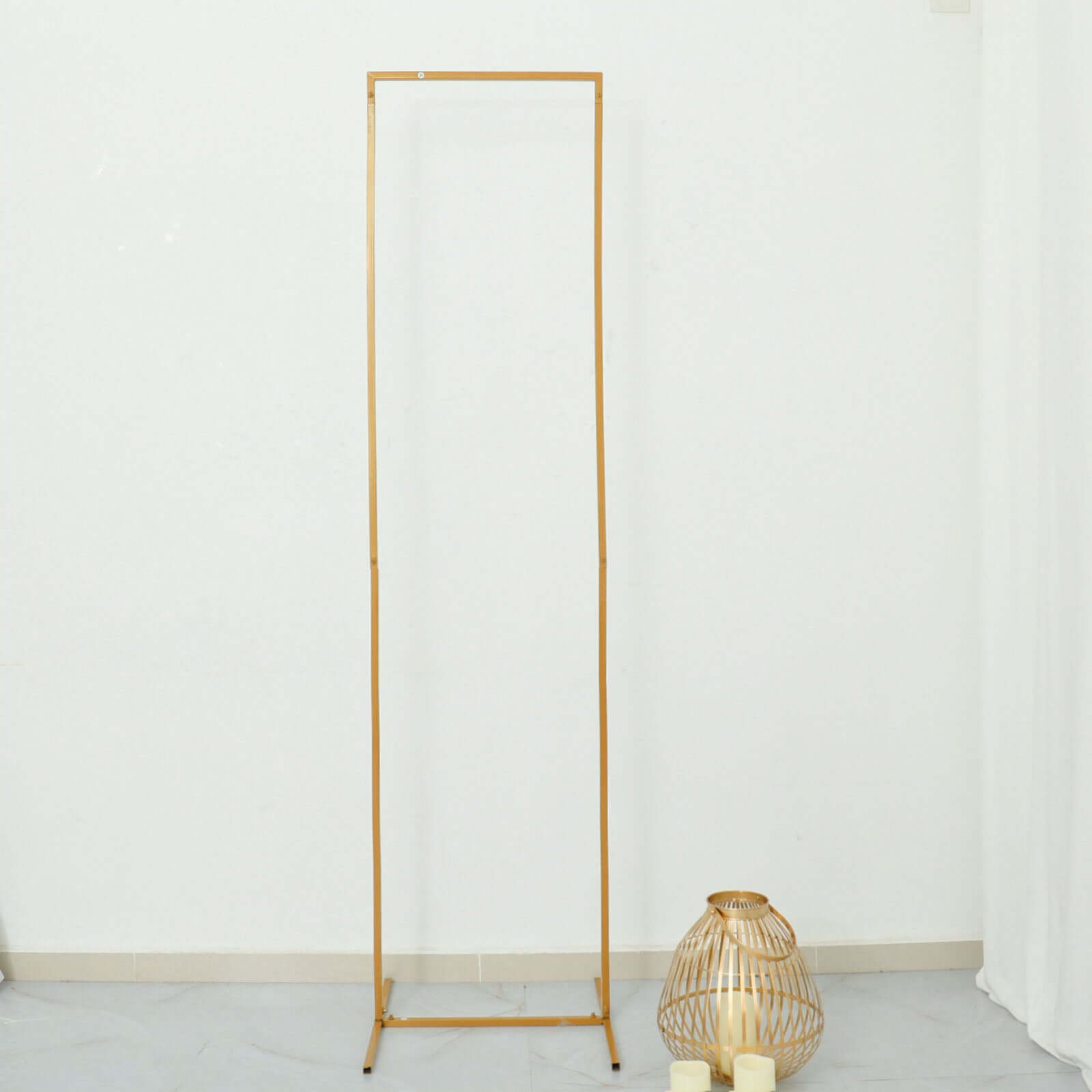 Wedding Arch Slim Gold Metal Rectangular Design Backdrop Stand - Floral Display Frame 6.5ft - Bell Racket Store