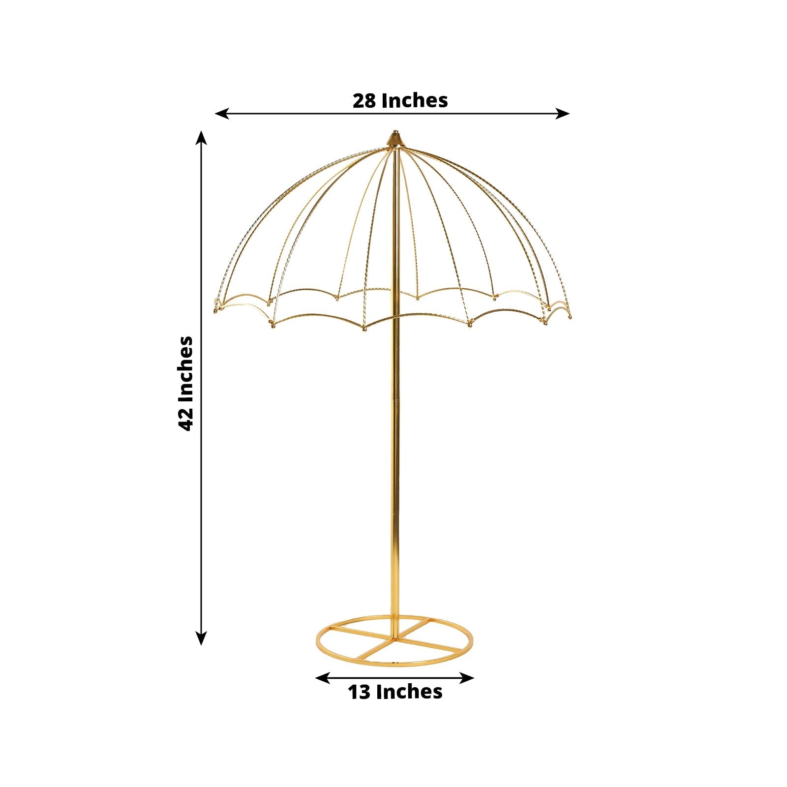 Wedding Centerpiece Umbrella Design Metal Gold - Round Base Floral Frame Stand 42" - Bell Racket Store
