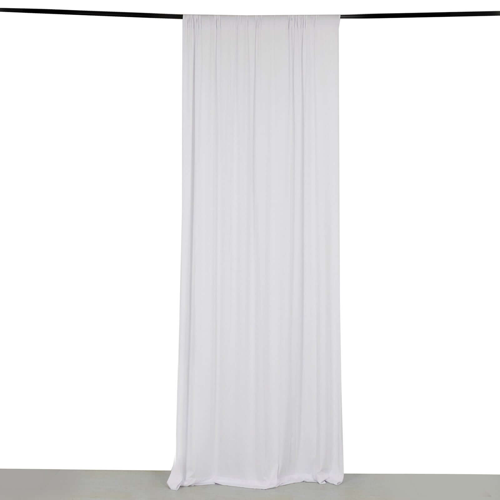 White 4 - Way Stretch Spandex Event Curtain Drapes, Wrinkle Free Backdrop Event Panel with Rod Pockets - 5ftx10ft - Bell Racket Store