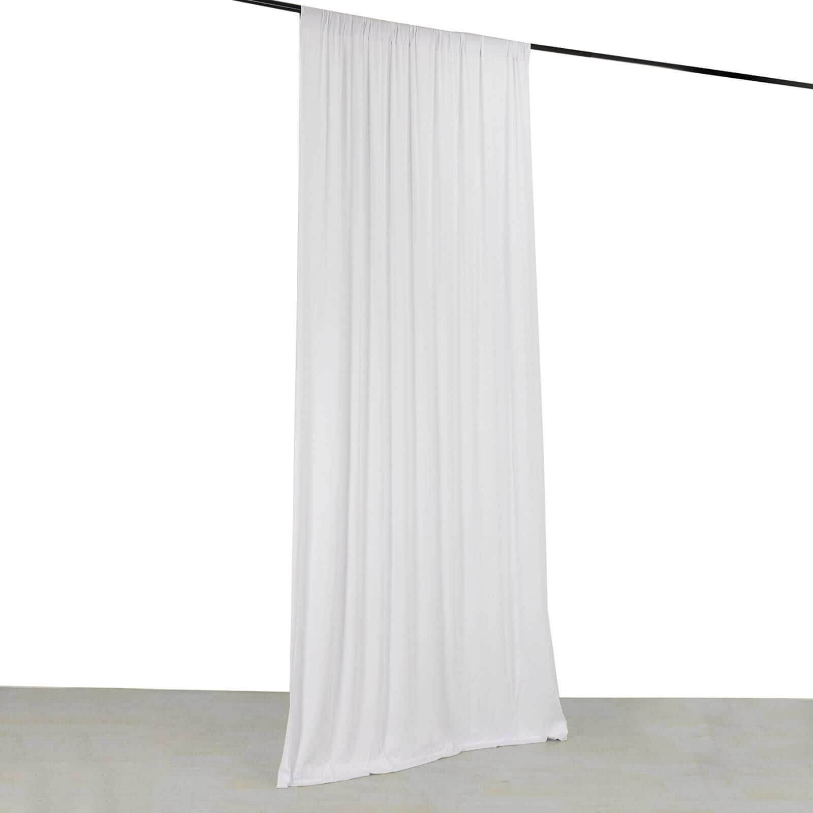 White 4 - Way Stretch Spandex Event Curtain Drapes, Wrinkle Free Backdrop Event Panel with Rod Pockets - 5ftx10ft - Bell Racket Store