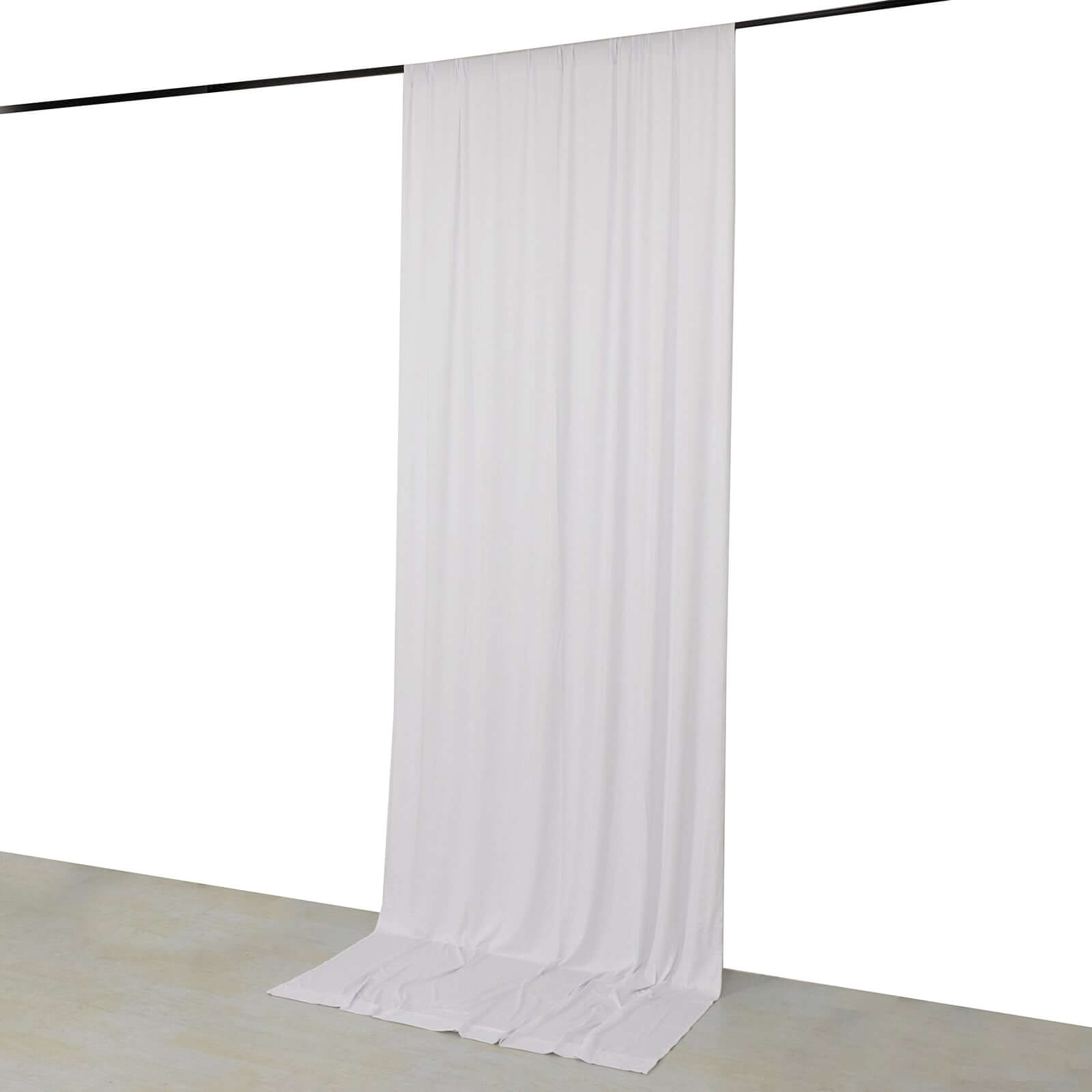 White 4 - Way Stretch Spandex Event Curtain Drapes, Wrinkle Free Backdrop Event Panel with Rod Pockets - 5ftx12ft - Bell Racket Store