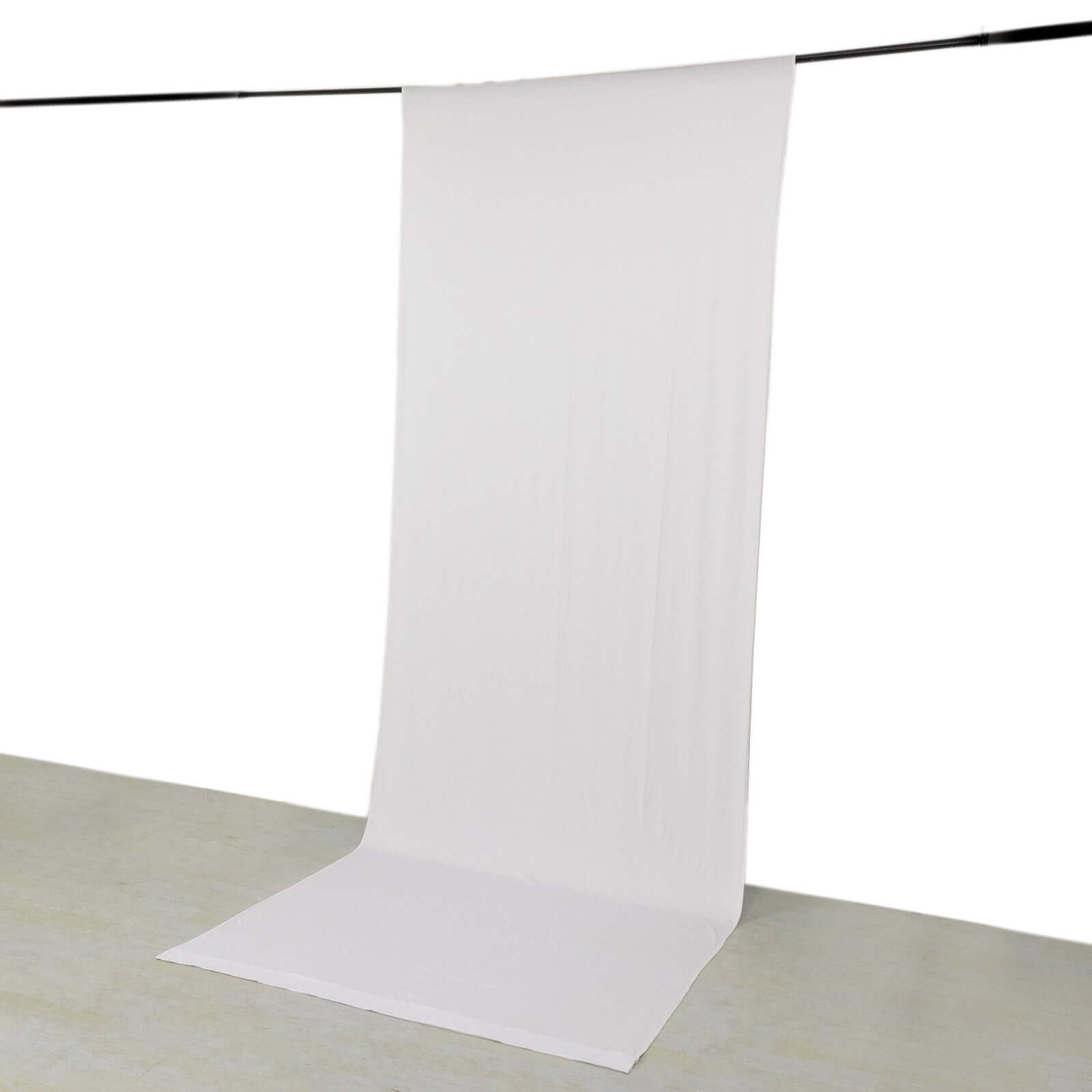 White 4 - Way Stretch Spandex Event Curtain Drapes, Wrinkle Free Backdrop Event Panel with Rod Pockets - 5ftx14ft - Bell Racket Store