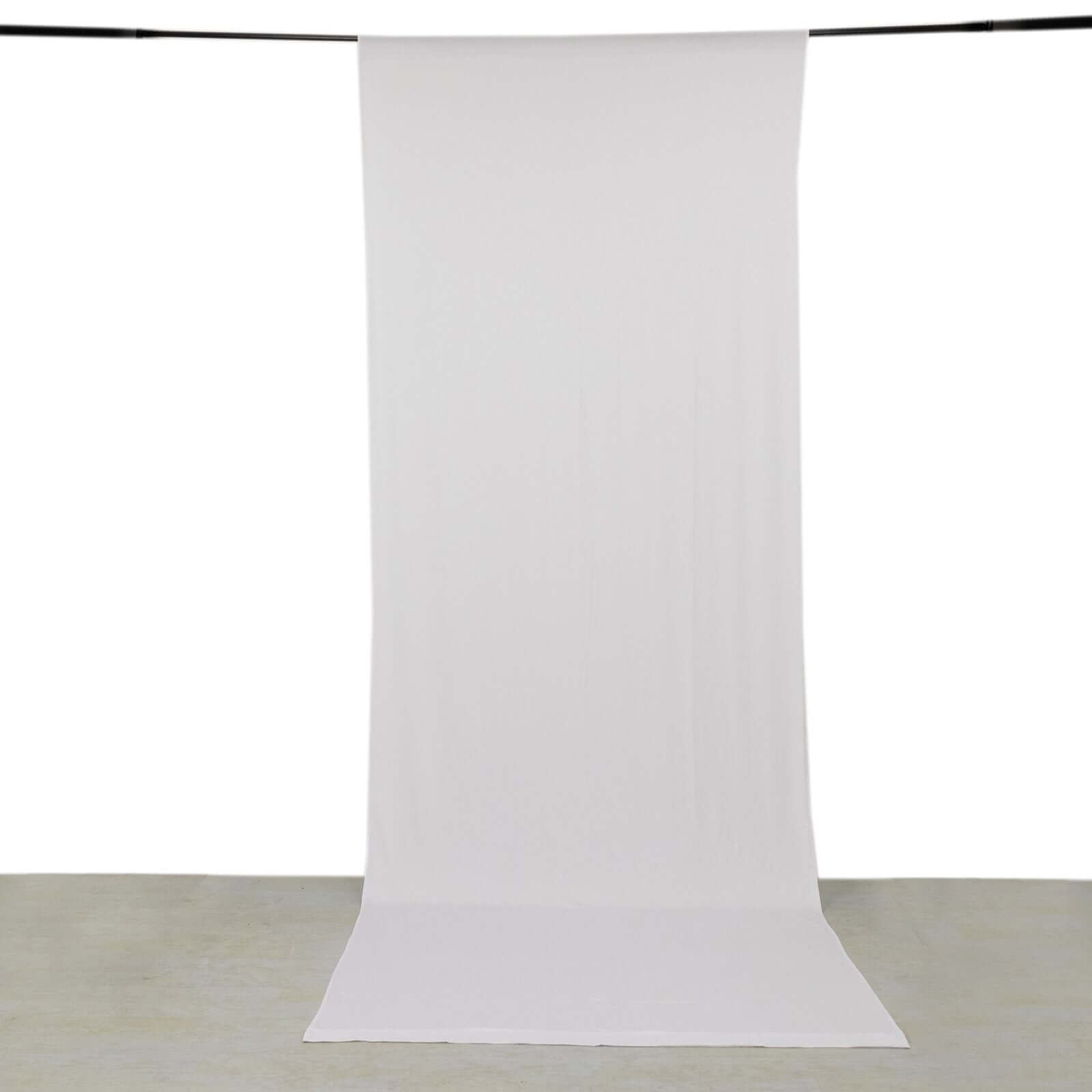 White 4 - Way Stretch Spandex Event Curtain Drapes, Wrinkle Free Backdrop Event Panel with Rod Pockets - 5ftx14ft - Bell Racket Store