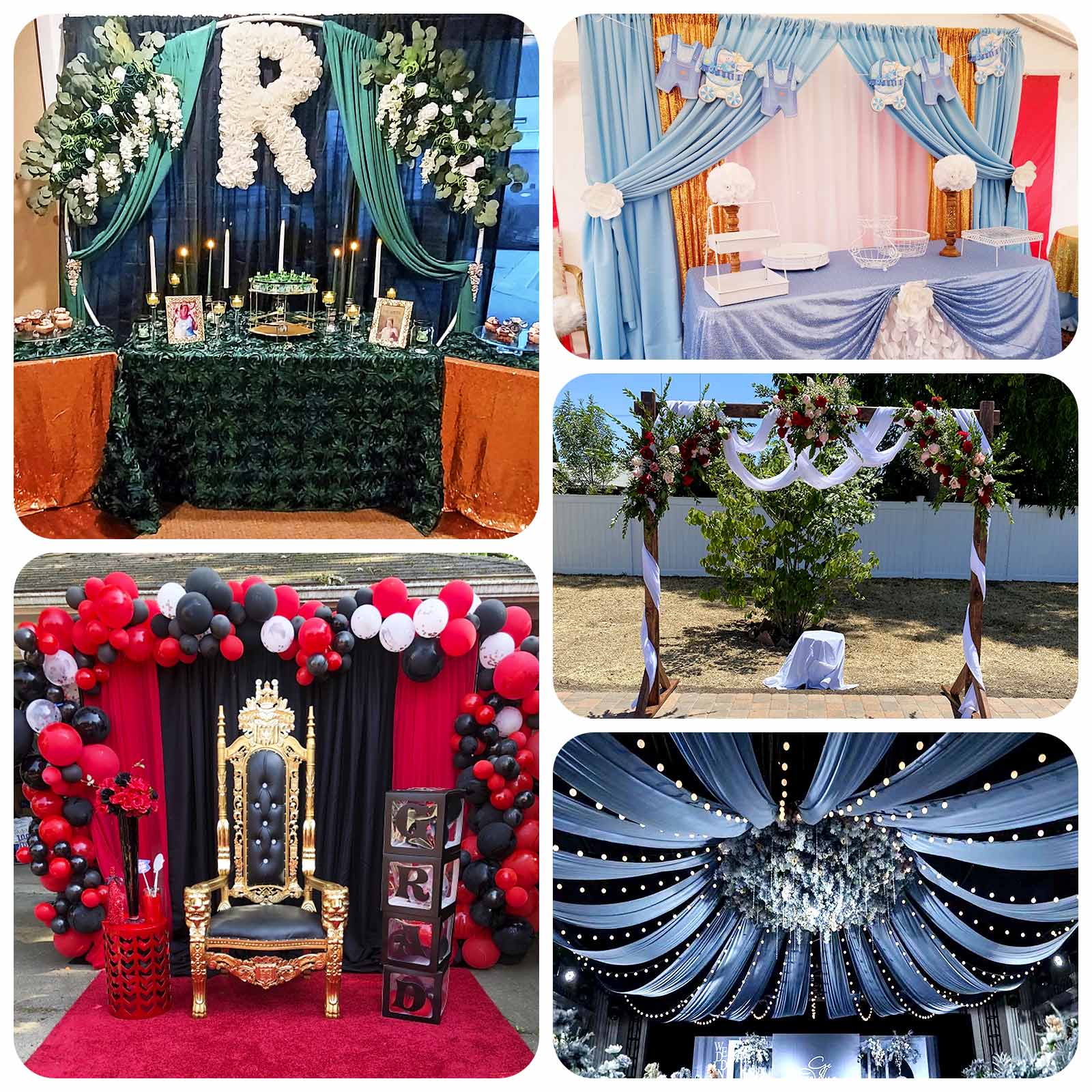 White 4 - Way Stretch Spandex Event Curtain Drapes, Wrinkle Free Backdrop Event Panel with Rod Pockets - 5ftx18ft - Bell Racket Store