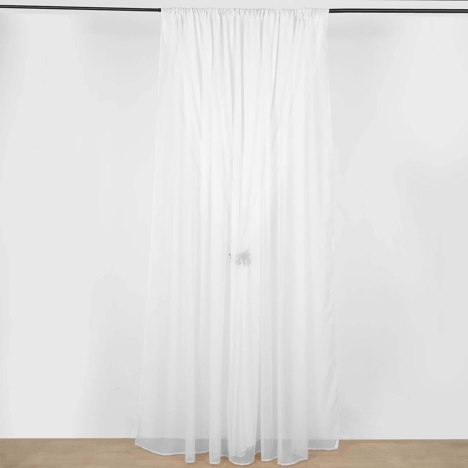 White Chiffon Polyester Event Curtain Drapes, Dual Layer Divider Backdrop Curtain Panels with Rod Pockets - 10ftx10ft - Bell Racket Store