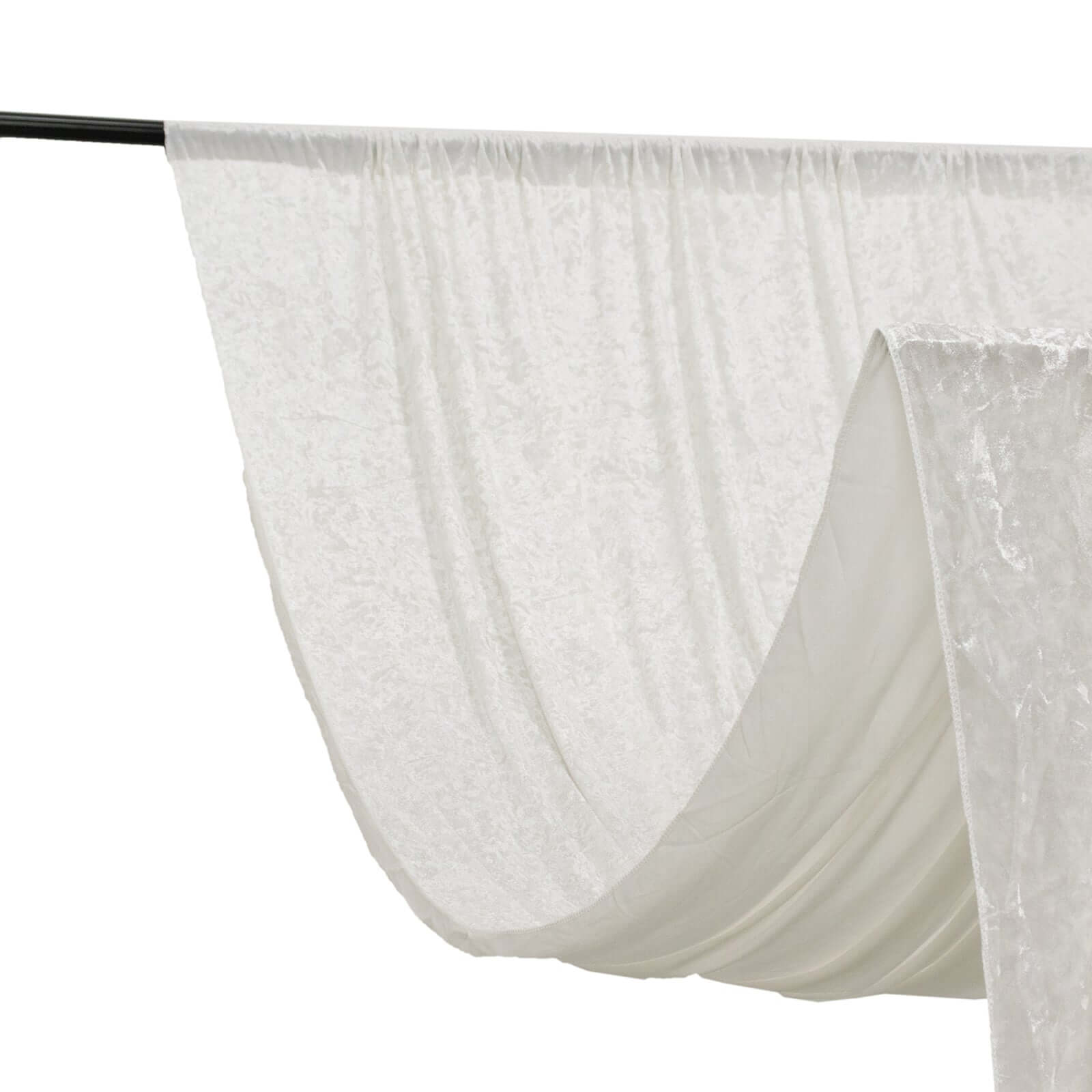 White Crushed Velvet Backdrop Curtain â€“ 5ft x 12ft Event Drape with Rod Pocket, Privacy Panel for Photo Booths & Events - Bell Racket Store