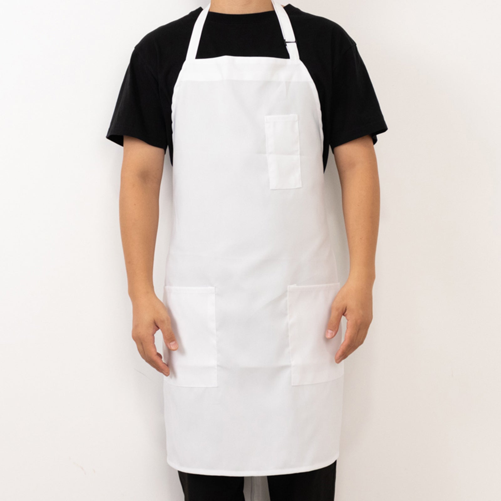 White Premium Polyester Cooking Chef Apron with Adjustable Neck and Long Ties, Waterdrop Resistant 2 Pockets Unisex Kitchen Bib Apron - Bell Racket Store
