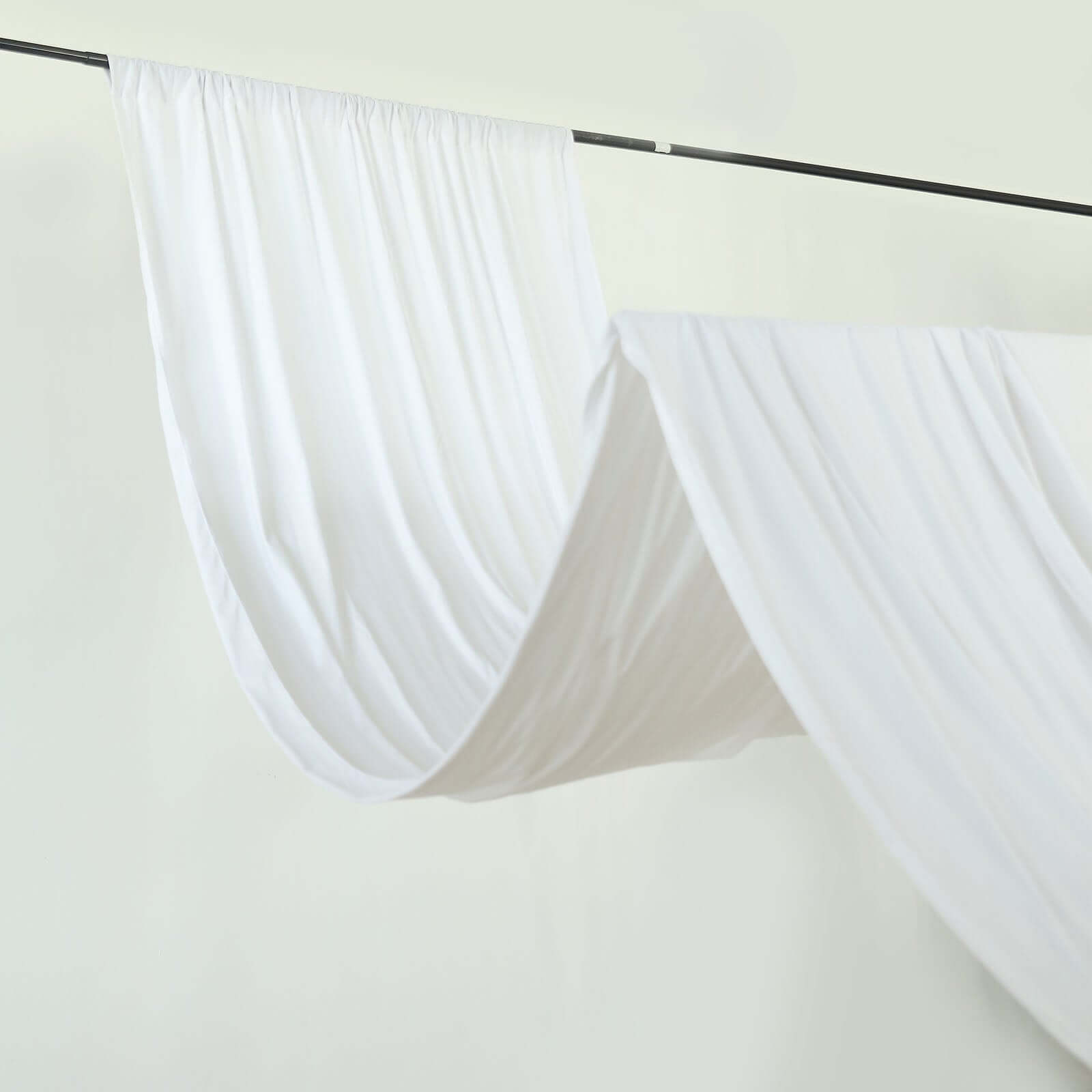 White Scuba Polyester Ceiling Drape Backdrop Curtain Panel, Commercial Grade Fire Retardant Wrinkle Free Draping Fabric With Rod Pockets - 5ftx20ft - Bell Racket Store