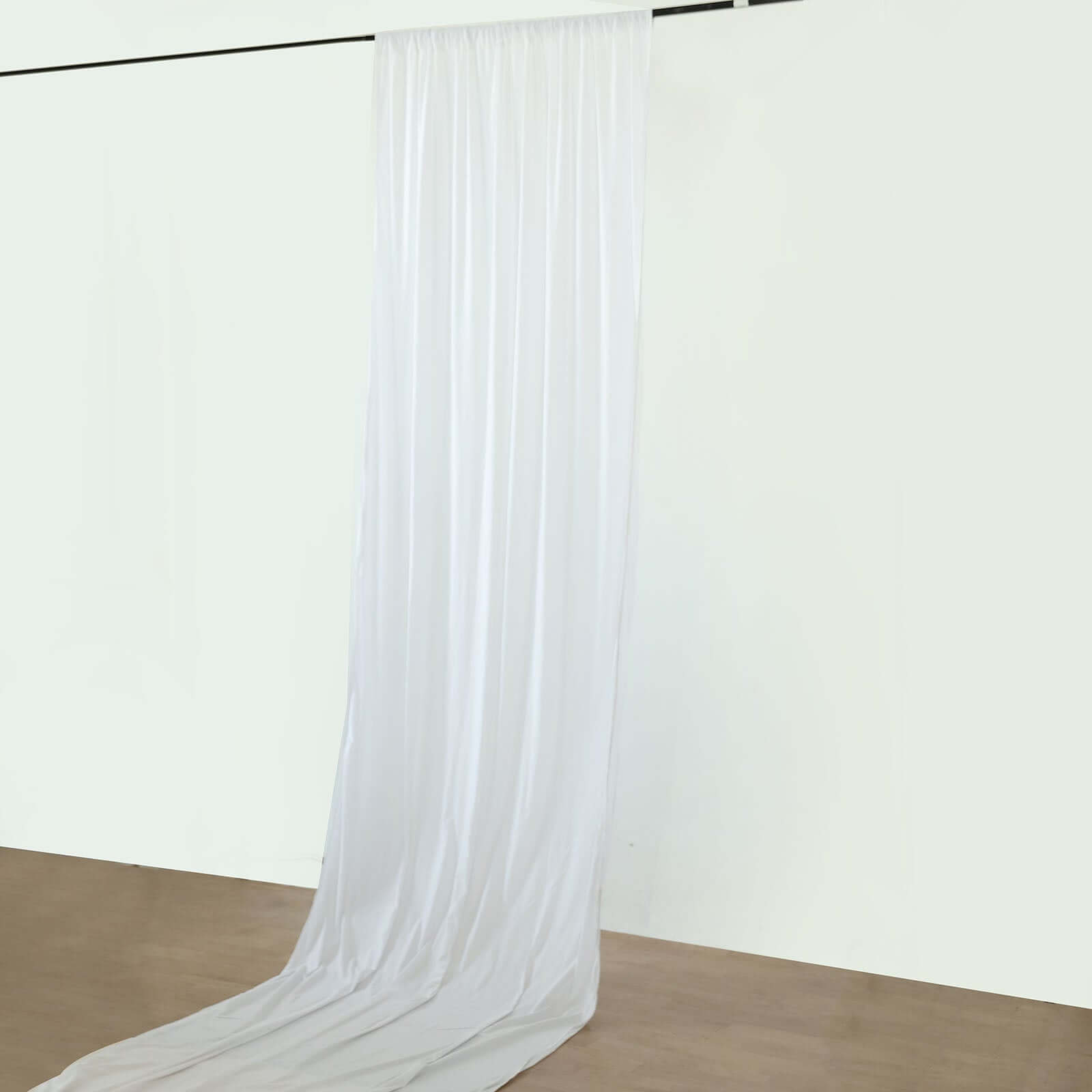 White Scuba Polyester Ceiling Drape Backdrop Curtain Panel, Commercial Grade Fire Retardant Wrinkle Free Draping Fabric With Rod Pockets - 5ftx30ft - Bell Racket Store
