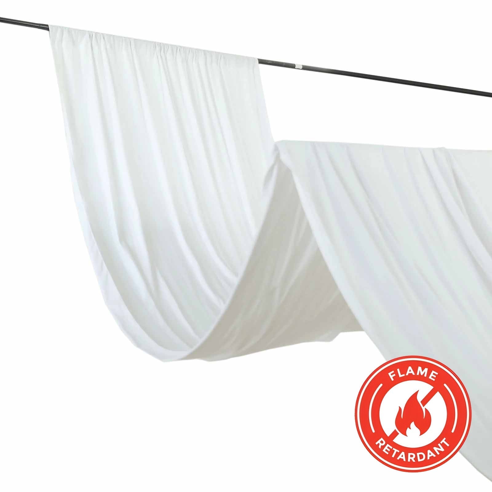 White Scuba Polyester Ceiling Drape Backdrop Curtain Panel, Commercial Grade Fire Retardant Wrinkle Free Draping Fabric With Rod Pockets - 5ftx30ft - Bell Racket Store