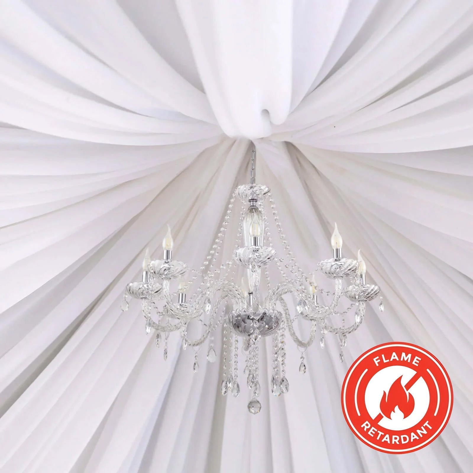 White Scuba Polyester Ceiling Drape Backdrop Curtain Panel, Commercial Grade Fire Retardant Wrinkle Free Draping Fabric With Rod Pockets - 5ftx30ft - Bell Racket Store