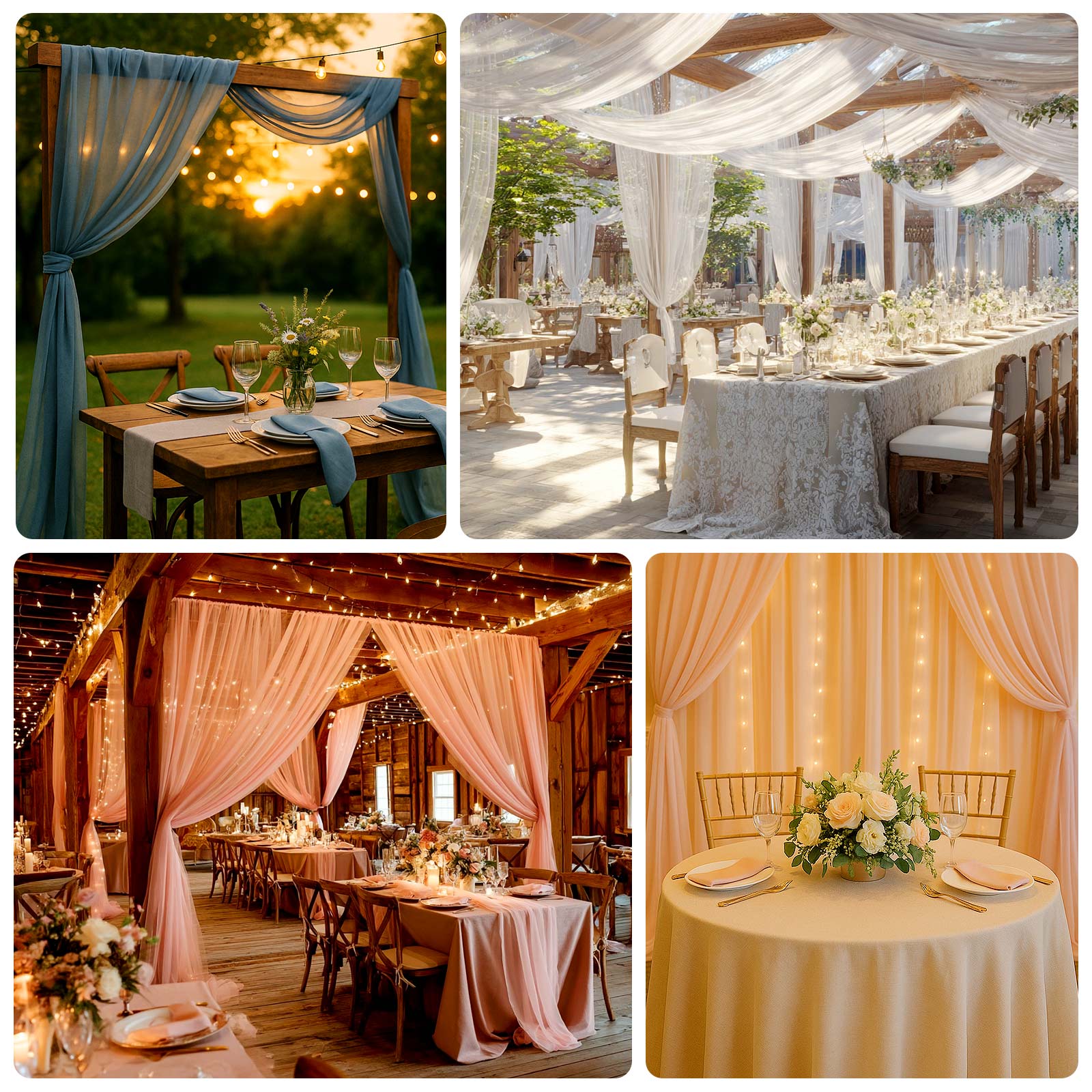 White Sheer Backdrop Drape â€“ 5ft x 14ft Wedding Arch & Ceiling Decor Panel, Wrinkle Free with Soft Shimmer - Bell Racket Store