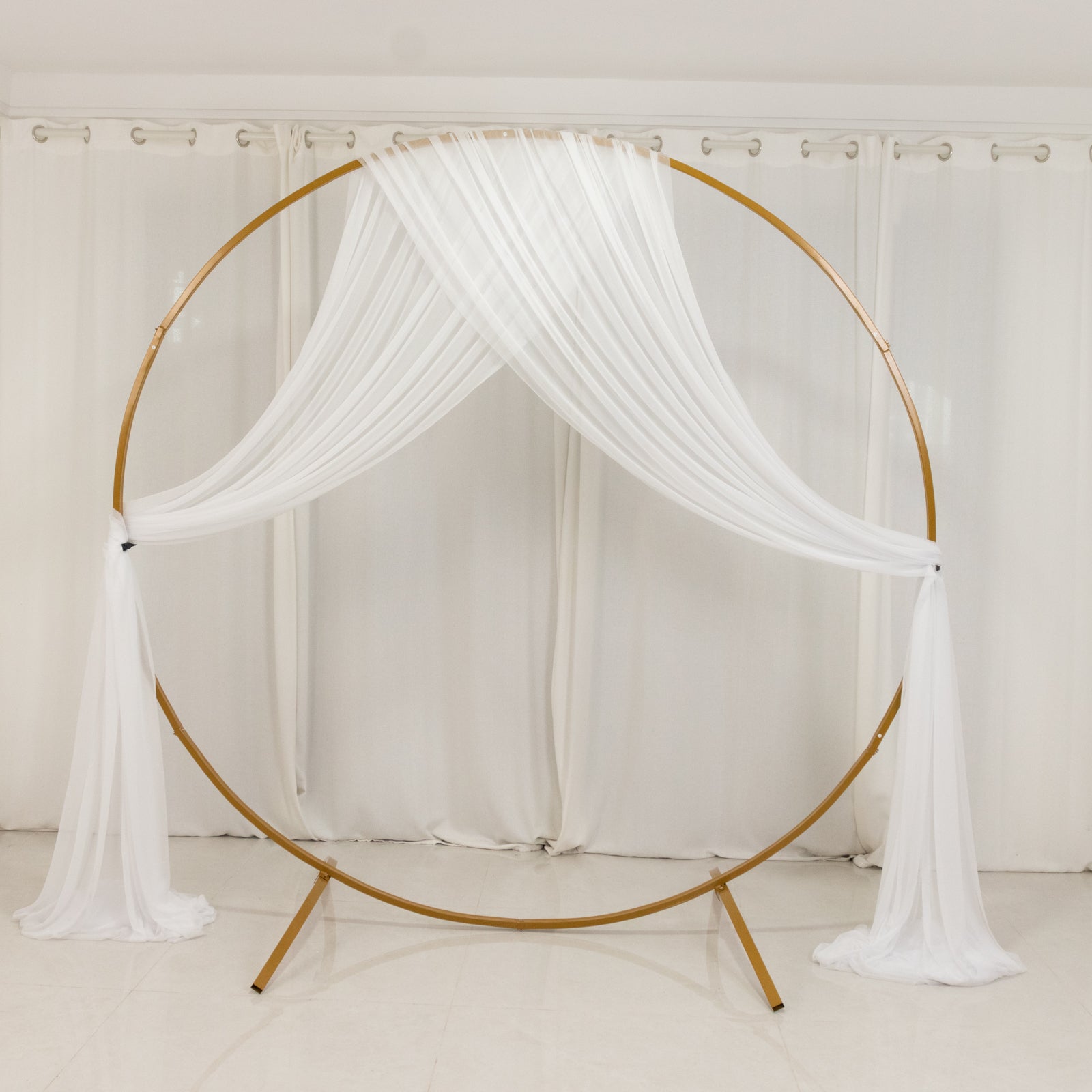 White Sheer Backdrop Drape â€“ 5ftx32ft Wedding Arch & Ceiling Decor Panel, Wrinkle Free with Soft Shimmer - Bell Racket Store