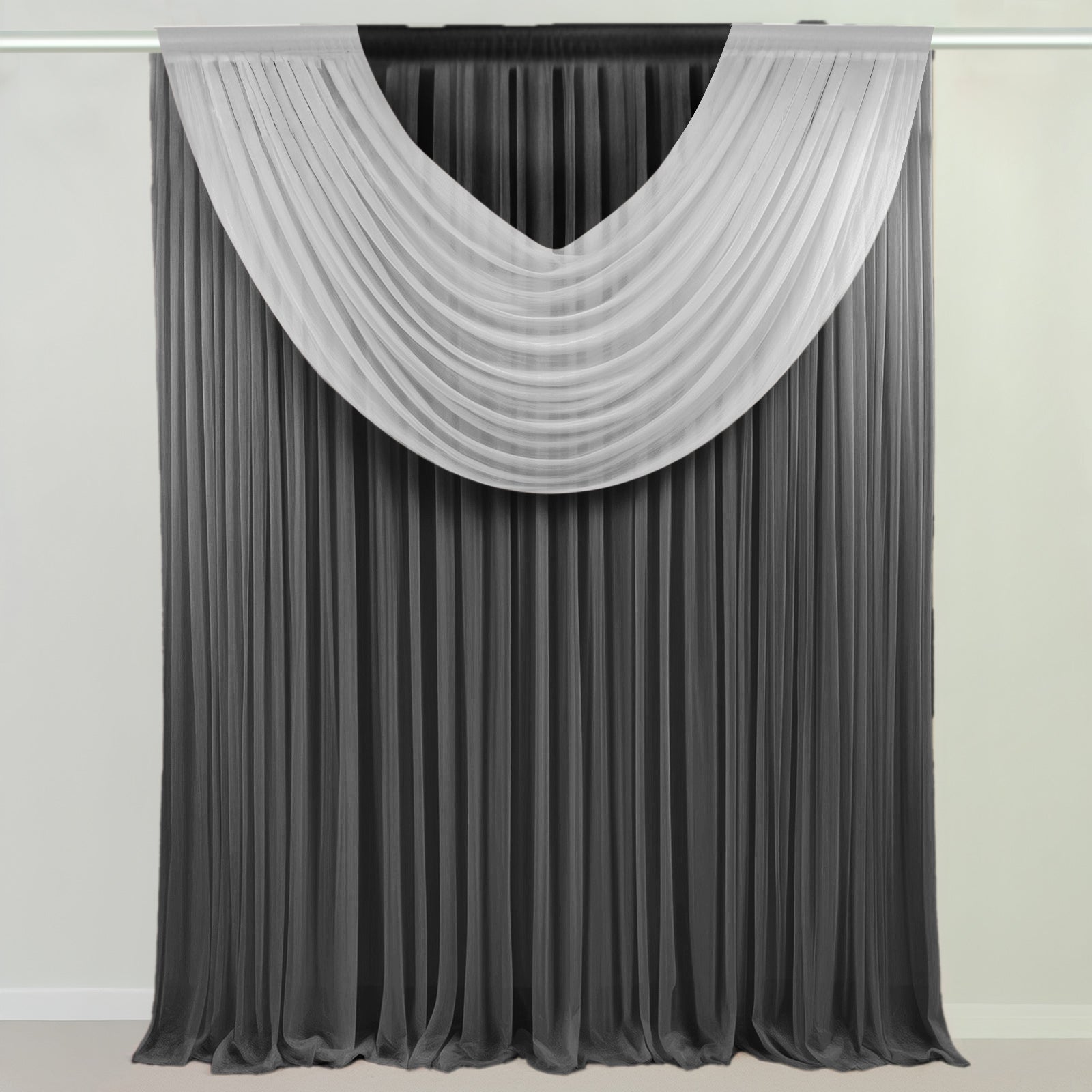 White Sheer Chiffon Valance Curtain 4ft x 5ft â€“ Wedding Arch Drape with Rod Pocket, Voile Backdrop Panel - Bell Racket Store
