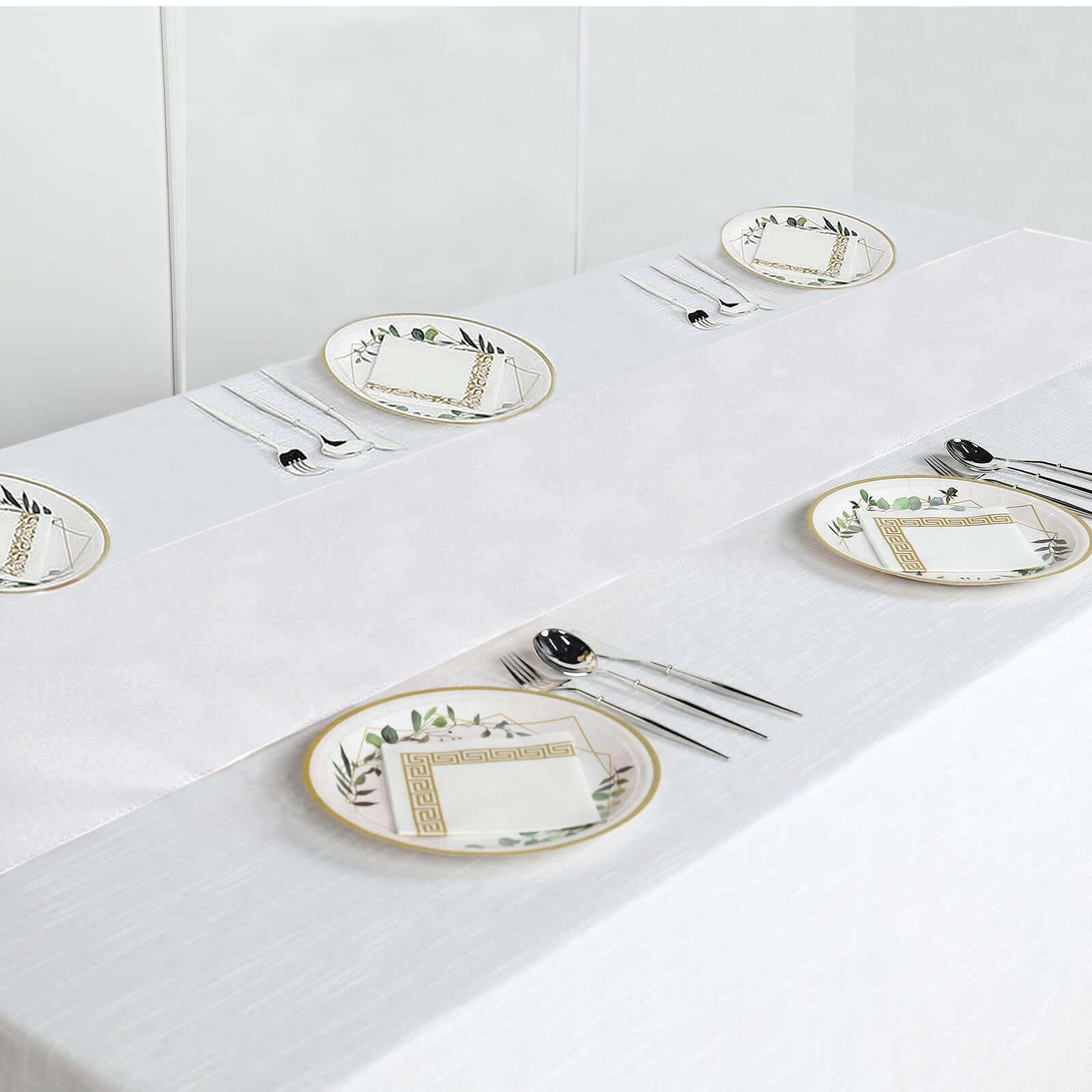 Polyester 12"x108" Table Runner White - Durable & Wrinkle-Resistant Table Decor for All Occasions