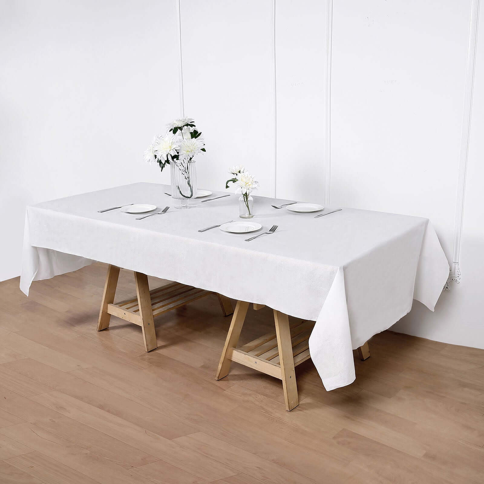 Linen-Like Paper 50"x108" Rectangle Tablecloth White - Disposable Airlaid Table Cover for Easy Cleanup