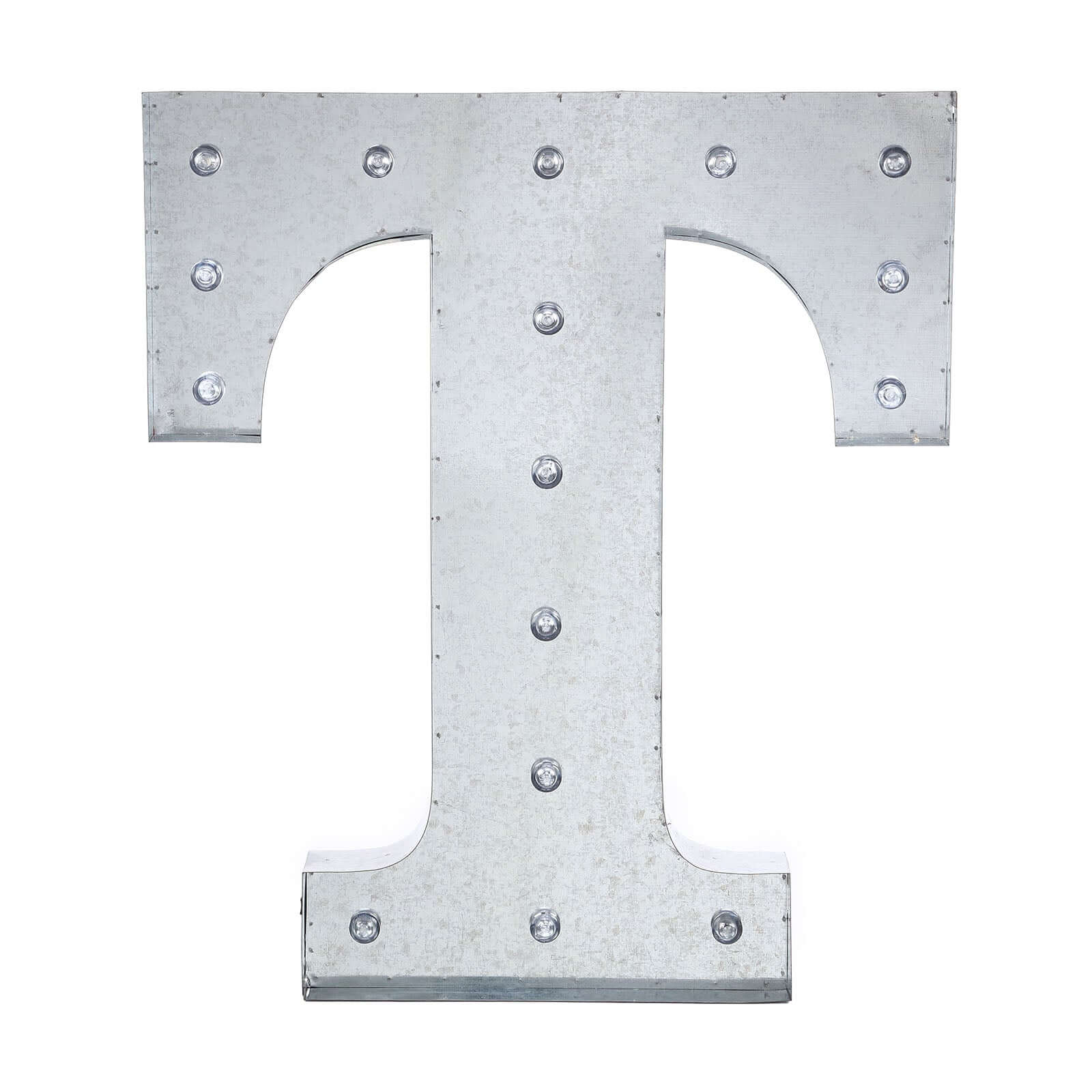 20" Vintage Galvanized Metal Marquee Letter Lights Cordless With 16 Warm White LED