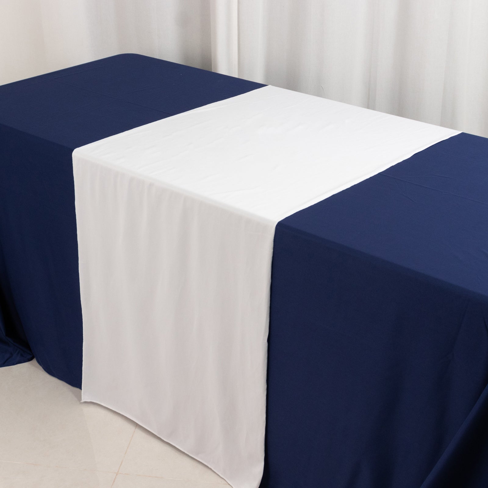Wide Polyester 24"x72" Table Runner White - Durable Trade Show Table Linen - Bell Racket Store