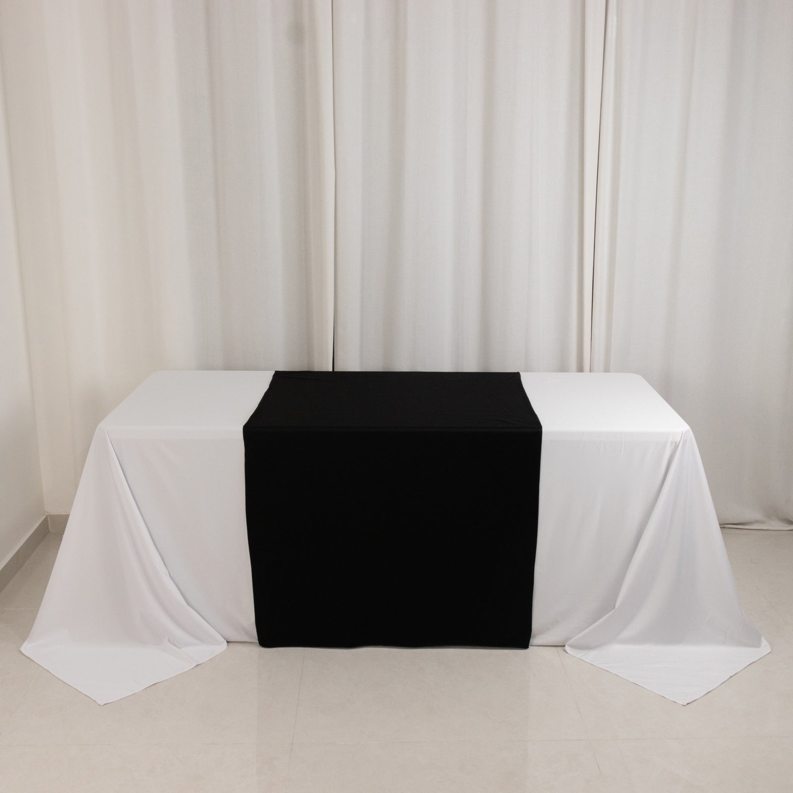Wide Polyester 36"x72" Table Runner Black - Durable Trade Show Table Linen - Bell Racket Store
