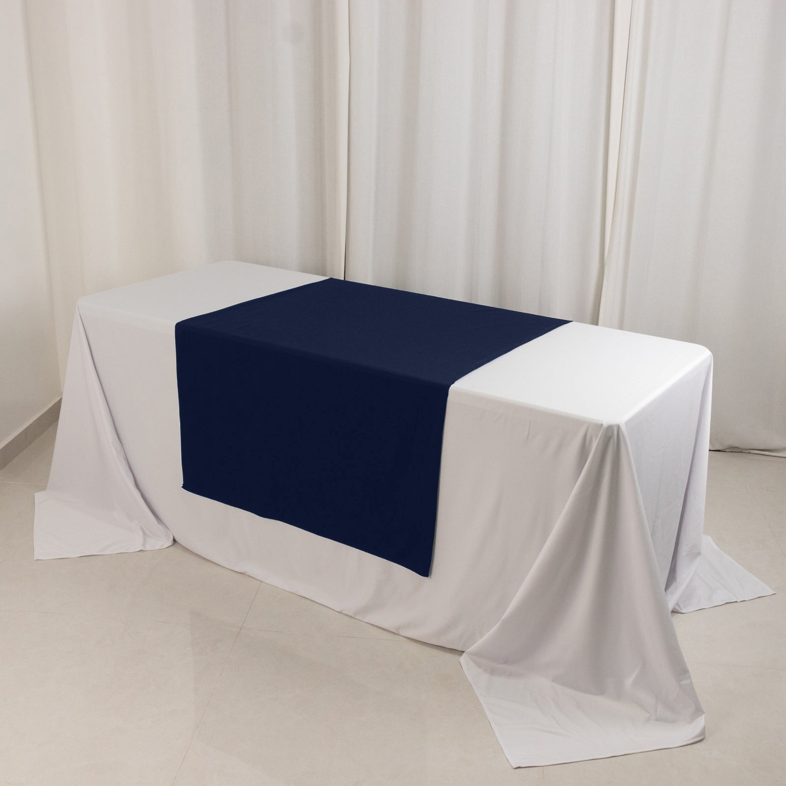 Wide Polyester 36"x72" Table Runner Navy Blue - Durable Trade Show Table Linen - Bell Racket Store