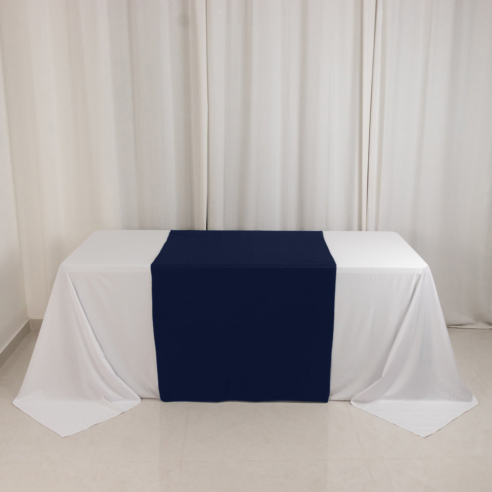 Wide Polyester 36"x72" Table Runner Navy Blue - Durable Trade Show Table Linen - Bell Racket Store