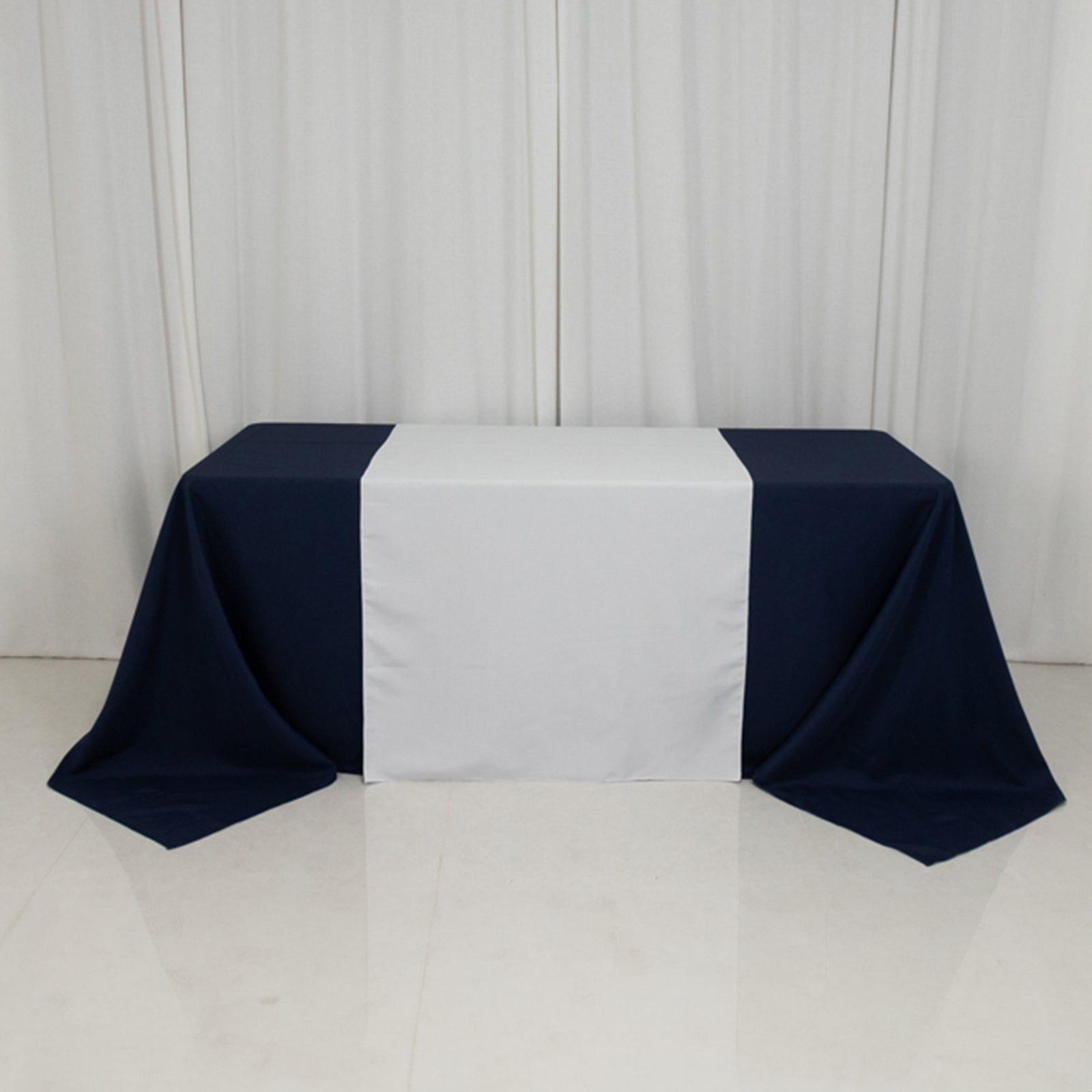 Wide Polyester 36"x72" Table Runner White - Durable Trade Show Table Linen - Bell Racket Store