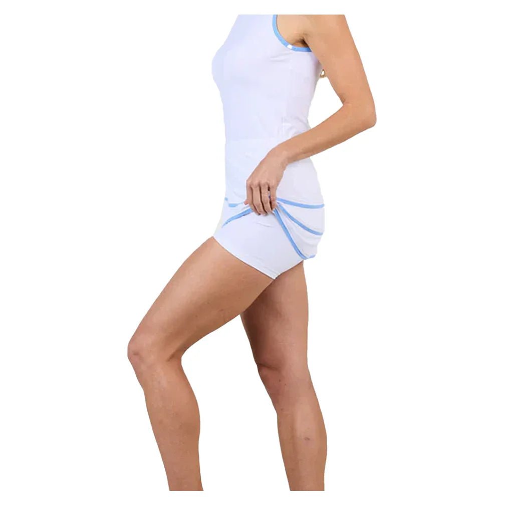 Women's 13 - inch Tennis Skort White and Periwinkle - Bell Racket Store