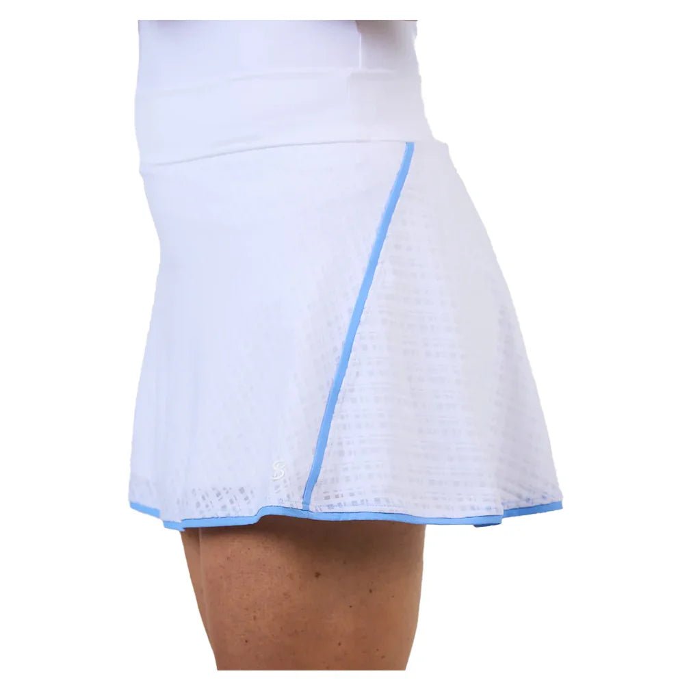 Women's 14 inch Tennis Skort Grid Jacquard and Periwinkle - Bell Racket Store