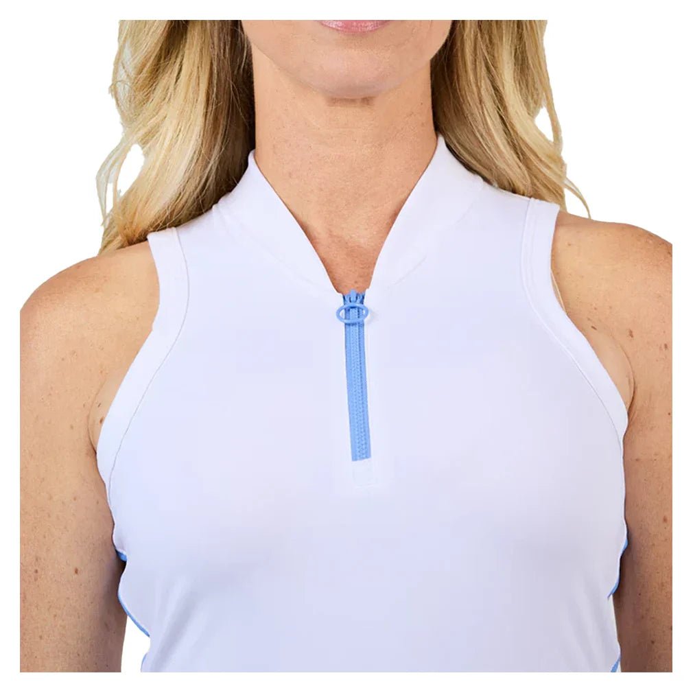 Women's 32 inch Tennis Dress White and Periwinkle - Bell Racket Store