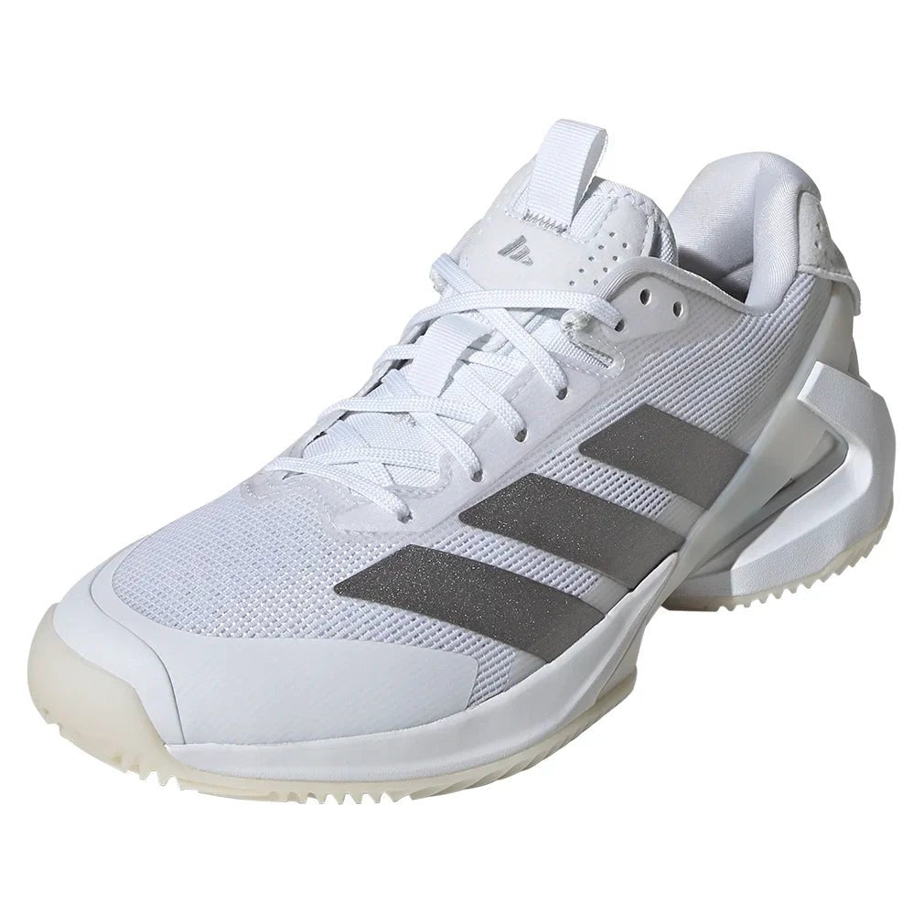 Women's adizero Ubersonic 5 Clay Tennis Shoes Footwear White and Silver Metallic - Bell Racket Store