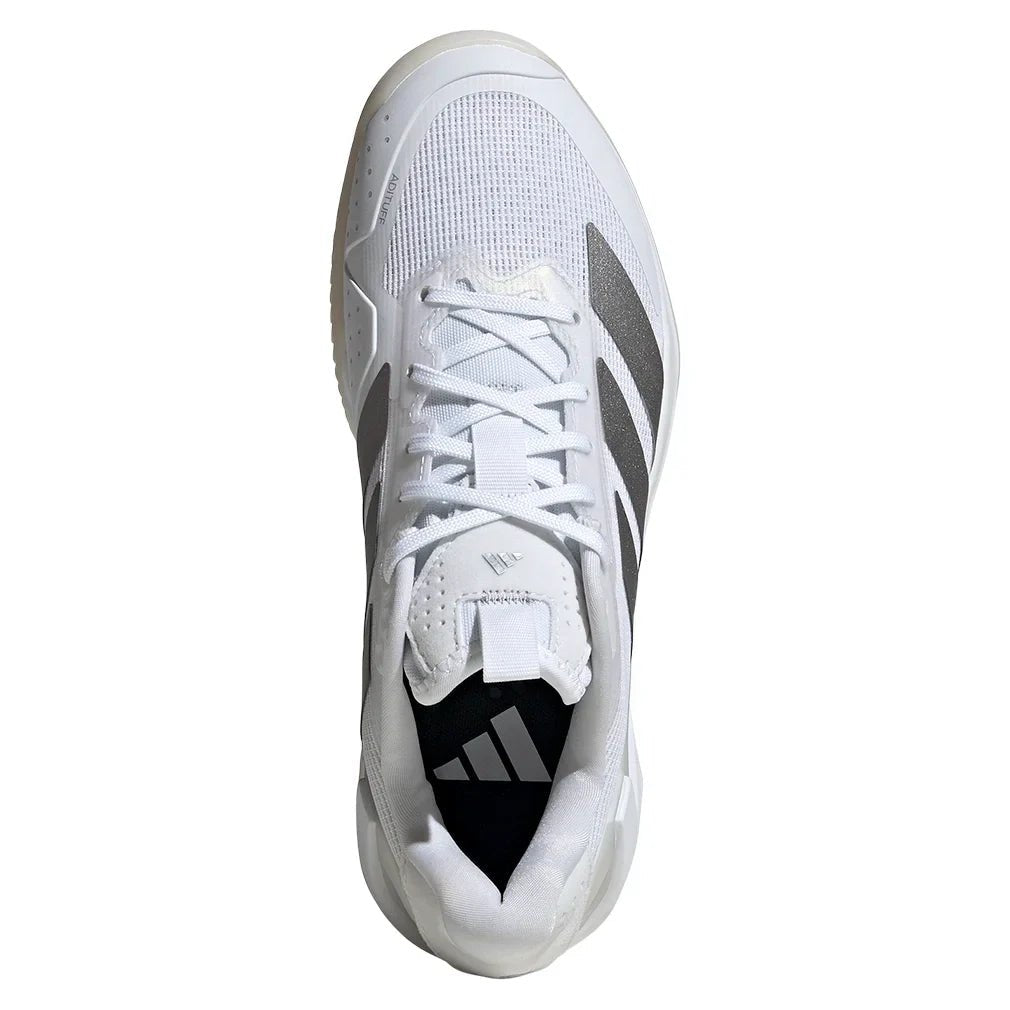 Women's adizero Ubersonic 5 Clay Tennis Shoes Footwear White and Silver Metallic - Bell Racket Store