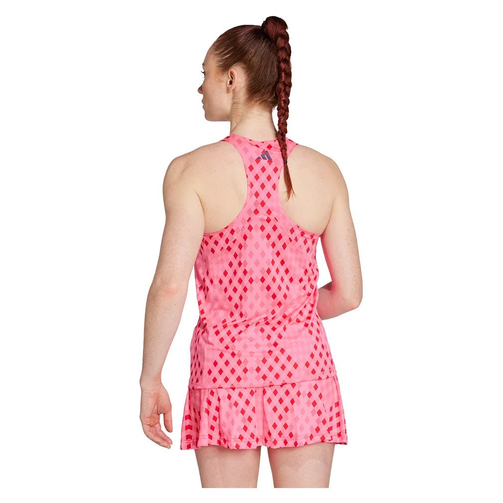 Women's Club Graphic Tennis Tank Lucid Pink and Better Scarlet - Bell Racket Store