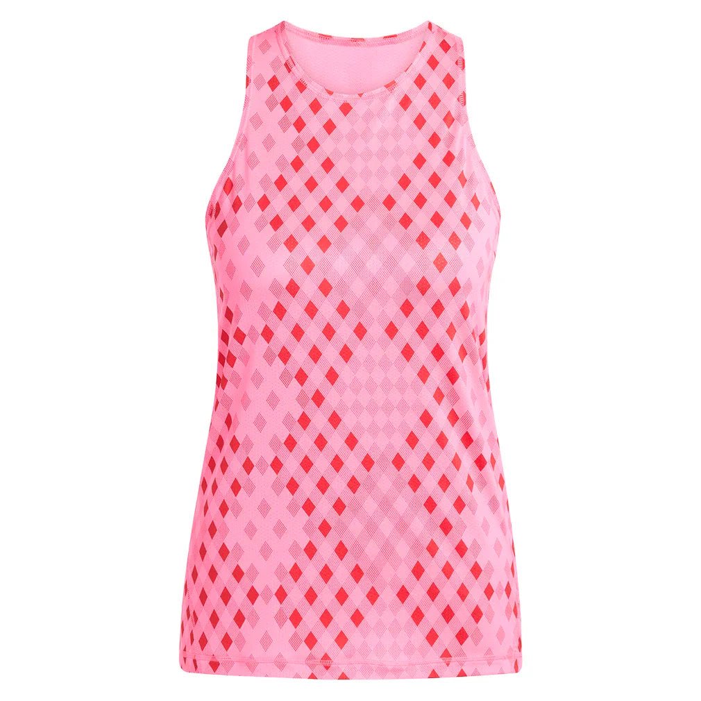 Women's Club Graphic Tennis Tank Lucid Pink and Better Scarlet - Bell Racket Store