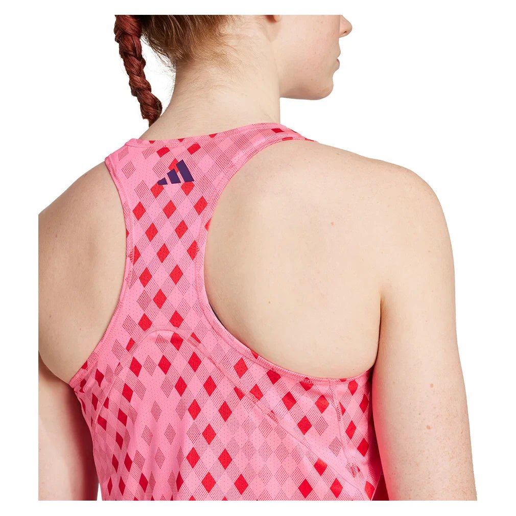 Women's Club Graphic Tennis Tank Lucid Pink and Better Scarlet - Bell Racket Store