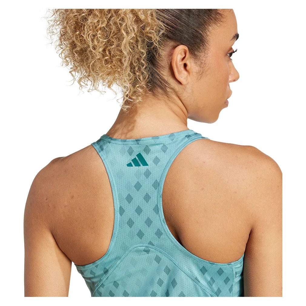 Women's Club Graphic Tennis Tank Powder Teal and Preloved Teal - Bell Racket Store