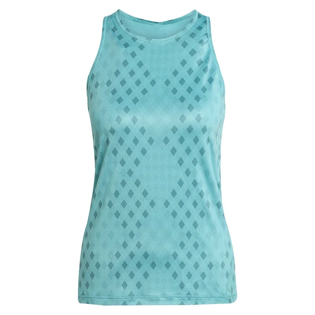 Women's Club Graphic Tennis Tank Powder Teal and Preloved Teal - Bell Racket Store