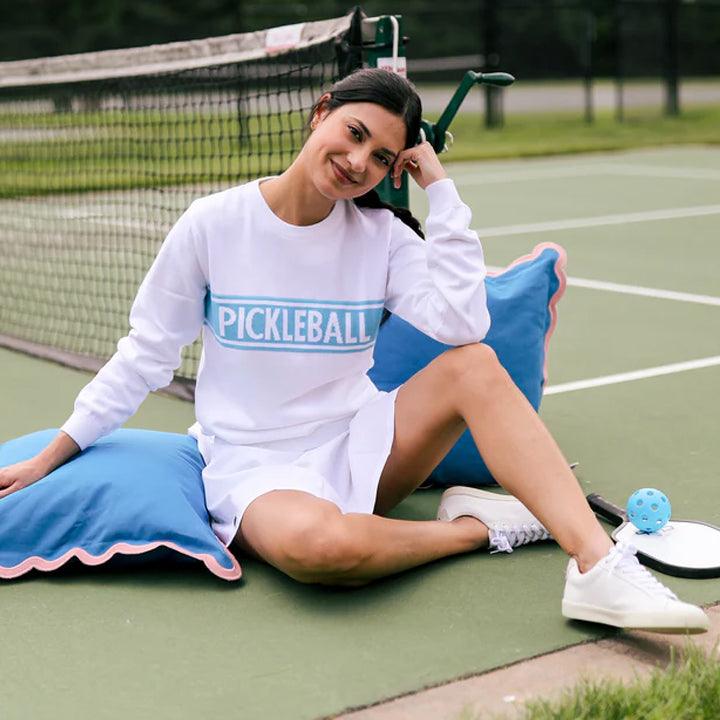 Women's Club Sport Pickleball Sweater White and Light Blue - Bell Racket Store