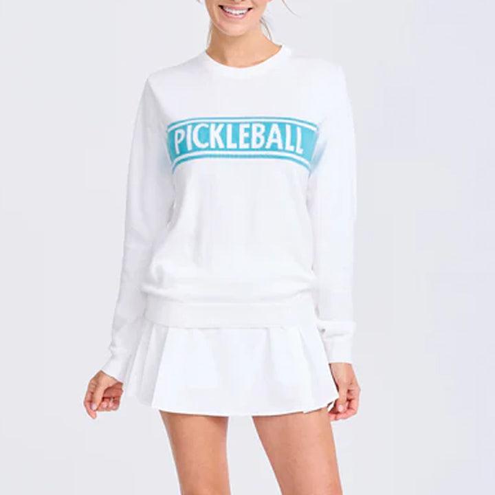 Women's Club Sport Pickleball Sweater White and Light Blue - Bell Racket Store